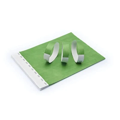 Abbildung von 100 Papier Armbänder aus Tyvek, 19 mm für Events, Festivals, reißfest, in 12 Farben erhältlich 19mm (Grün)