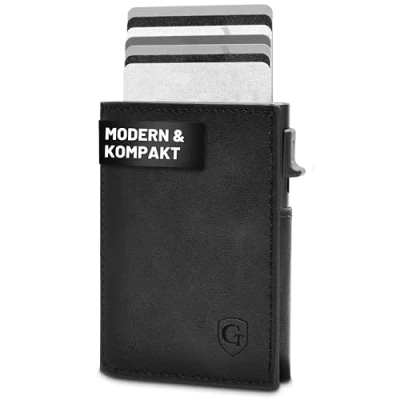 Abbildung von GenTo Slim Wallet mit Münzfach Geldbeutel Herren für 10 Karten Geldbörse RFID Schutz Smart kleines dünnes Kartenetui Portemonnaie