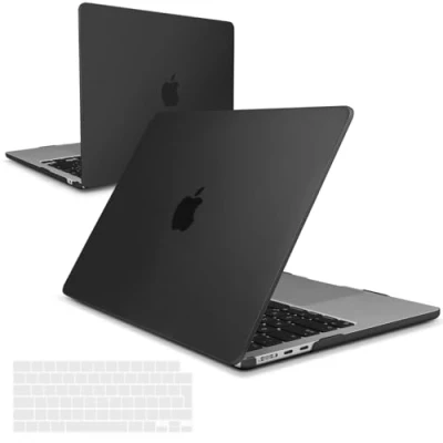 Abbildung von iNeseon Hülle Kompatibel mit 2022 2024 MacBook Air 13,6 M3 M2 A3113 A2681, Kunststoff Slim Schutzhülle Hartschale Case + Tastaturschutz für 13.6, Schwarz