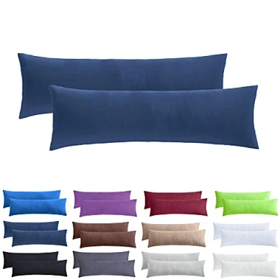 Abbildung von NatureMark 2er Pack Jersey Kissenbezug Kissenhülle Kissenbezüge Seitenschläferkissen Nackenkissen viele Größen und Farben ÖKO TEX (80 x 80 cm, Navy blau)