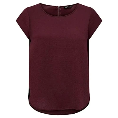 Abbildung von ONLY Damen Einfarbige Kurzarm Bluse Basic Rundhals Ausschnitt Blusen T Shirt Blouse Oberteil ONLVIC