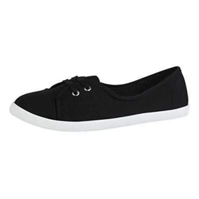 Abbildung von Elara Damen Ballerinas Sneaker Schnürer Chunkyrayan BD1413 Schwarz 42