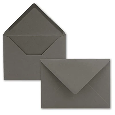 Abbildung von 75x Briefumschläge B6 17,5 x 12,5 cm Anthrazit Nassklebung mit spitzer Klappe 120 g/m² Für Hochzeit, Gruß Karten, Einladungen