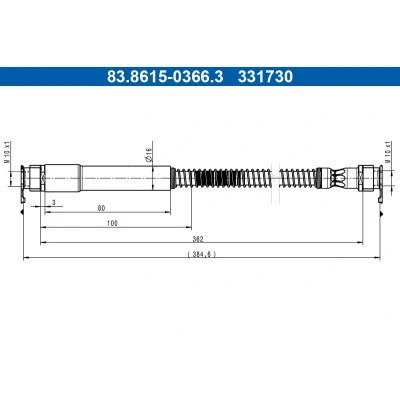 Abbildung von ATE 83.8615 0366.3 Bremsschläuche 362mm