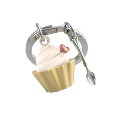 Abbildung von O meta[l]morphose METALMORPHOSE Schlüsselanhänger Cupcake Vanille Geschenk für Herren, Damen, goldfarben, one size