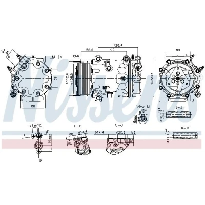 Abbildung von NISSENS 890780 Kompressor SD7V16 12 PAG 46 YF R 134a