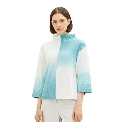 Abbildung von TOM Tailor Spray Effect Strickpullover, Damen, Größe: Medium, Teal/offwhite