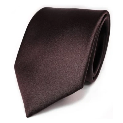 Abbildung von TigerTie Herren Krawatte Klassische 8 cm Satin in braun dunkelbraun einfarbigem Design, ideal für Geschäftstermine, festliche Anlässe und die Freizeit
