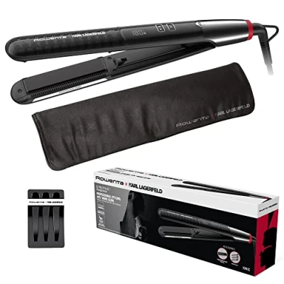 Abbildung von Rowenta x Karl Lagerfeld SF467L K/Pro Stylist Haarglätter Keratin &amp; Glow Beschichtung Ionen Funktion Federnd gelagerte Glättplatten von 140C bis 210C integrierter Kamm Schwarz/Rot
