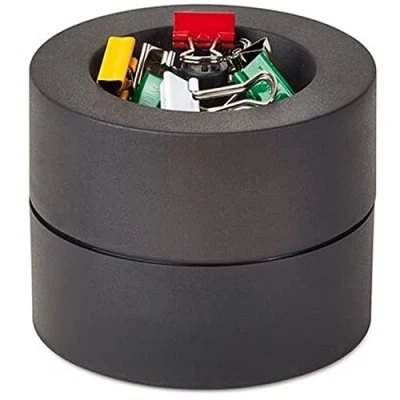 Abbildung von Maul mauly® Spender MAULpro Eco Ø7,3x6cm Klammernspender aus 85% recyceltem Kunststoff Schreibtisch Organizer inkl. 12 Klammern Moderner Büroklammernspender Blauer Engel/uz30a Schwarz
