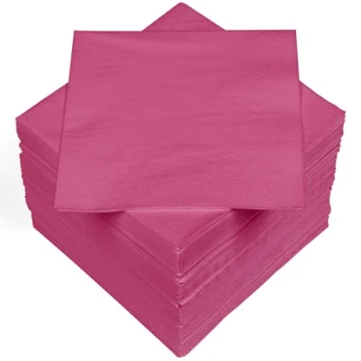 Abbildung von HEKU 100 einfarbige Servietten, 3 lagig, 33x33cm I Einheitliche Qualität für Veranstaltungen &amp; Gastronomie Praktische 5er Packung Hoch saugfähig und stilvoll, pink