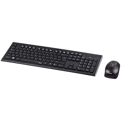 Abbildung von Hama Kabellose Tastatur und Maus (Bluetooth mit 2,4 GHz Nano Empfänger, leise Tastatur, vollständige QWERTY 1600 DPI) Farbe schwarz