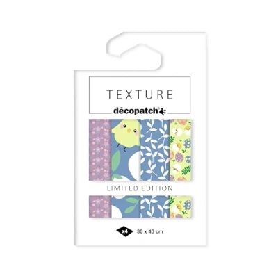 Abbildung von Décopatch TD895C Packung mit 4 Blatt 40x60 cm, Nr. 895 Texture Papier, Foil Effekt, praktisch und einfach zum Verwenden, ideal für Ihre Pappmachés Bastelprojekte, 1 Pack, Ostern