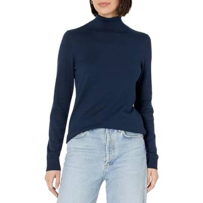 Abbildung von Amazon Essentials Damen Leichter, Langärmeliger Rollkragenpullover, Klassischer Schnitt (Erhältlich In Übergröße), Marineblau, XL