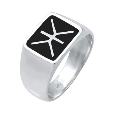 Abbildung von Kuzzoi Basic Signet Ring silvercoloured, Herren, Größe: 62, Silver coloured