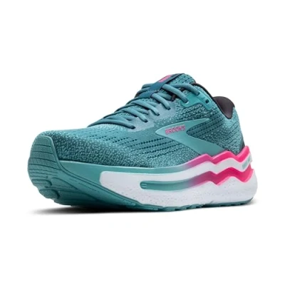 Abbildung von Brooks Ghost MAX 2 Laufschuh Neutral, Damen, Größe: 38.5, Storm blue knockout pink aqua Schuhe