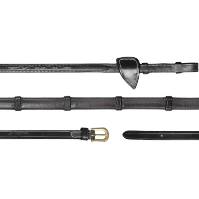 Abbildung von Dyon Zügel Rubber 1/2 mit Leder Stops Schwarz Pony