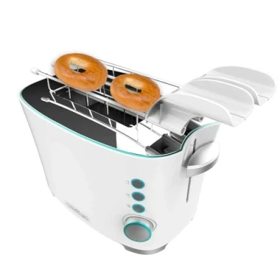 Abbildung von Cecotec Vertikaler Toaster Toast&amp;Taste Double W, 650W, Doppelter Breitschlitz für 2 Toasts, Leichte Reinigung, Automatische Abschaltung und Pop up Funktion, Inklusive Entnahmezange, Krümeltablett