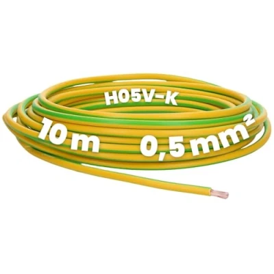 Abbildung von Kalitec 10 Meter H05V K 0,5 mm² grün/gelb I Kabel 0,5mm2 als Verdrahtungsleitung flexible Aderleitung PVC Einzelader Litze Schaltdraht