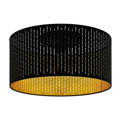 Abbildung von EGLO Deckenlampe Varillas, 1 flammige Deckenleuchte, Wohnzimmerlampe aus Stahl und Textil in Schwarz, Gold, Küchenlampe, Flurlampe Decke mit E27 Fassung
