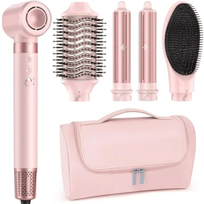 Abbildung von MESCOMB 5 in 1 Airstyler und Rundbürstenföhn, Schnelles Föhnen Volumen Locken Styling Tool, Ohne Hitzeschäden,Mehr Geschmeidigkeit Glanz, Multi Hairstyler mit Reisetasche(Perfekt Geschenk)