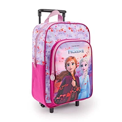 Abbildung von PERLETTI Frozen Kindergartenrucksack Mädchen 3 4 5 6 Jahre Eiskönigin Kinderrucksack mit 2 Rollen und Fronttasche Kleinkind Rollrucksack Trolley Backpack Kindergarten Anna ELSA 36x25x12 cm
