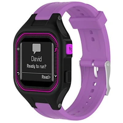 Abbildung von Yikamosi Kompatibel mit Garmin Forerunner 25 Armband,Schnellverschluss Weiches Silikon rostfreiem Metallverschluss Ersatzbänder für Frauen,Lila