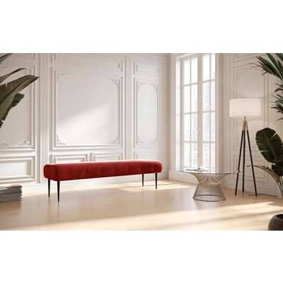 Abbildung von CAVADORE 3 Sitzer Küchensofa Amba, Trendige Sitzbank für Küche oder Esszimmer / 193 x 97 87 Jacquard Flachgewebe: Blumenmuster Rot