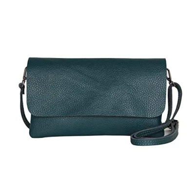 Abbildung von AmbraModa GLX11 Crossbodytas, Clutch, telefoontas van echt leer met afneembaar en verstelbare schouderriem, passend voor mobiele telefoons tablets tot 7 inch (Petrol)