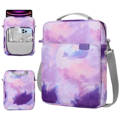 Abbildung von TiMOVO 13 Zoll Tablet Tasche mit Schulterriemen für iPad Air 13&quot;, Pro 12.9&quot;, Galaxy Tab S9+/S9 Plus/S10+/S10 Plus/S9 FE+/S9 FE Plus 12.4&quot;, Aquarell Lila