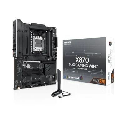 Abbildung von ASUS X870 MAX Gaming WIFI7 Mainboard Sockel AMD AM5 (Ryzen 9000, ATX, DDR5 Speicher, PCIe 5.0, WiFi 7, Aura Sync, Slot Q Release, CEC Tier II)