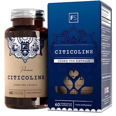 Abbildung von FS Citicoline 60 Kapseln Cholin Hochdosiert 250mg Citicolin pro Portion Extrakt CDP Gentechnik , Gluten Milch und Allergenfrei Hergestellt in Großbritannien