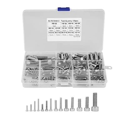 Abbildung von 135pcs/set M2.5 M3 M4 M5 M6 M8 Zylinderschrauben mit Innensechskant 304 Edelstahl Sortiert Schrauben Sortiment Kit