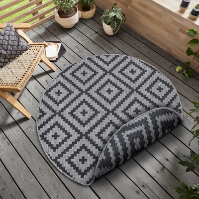 Abbildung von my home Teppich »Ronda Wendeteppich« rund 5 mm Höhe Sisal Optik, Flachgewebe, In und Outdoor, geometrisches Boho Design