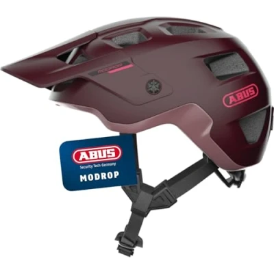 Abbildung von ABUS MTB Helm MoDrop robuster Fahrradhelm mit guter Belüftung für Mountainbiker individuelle Passform Unisex Dunkelrot, Größe S