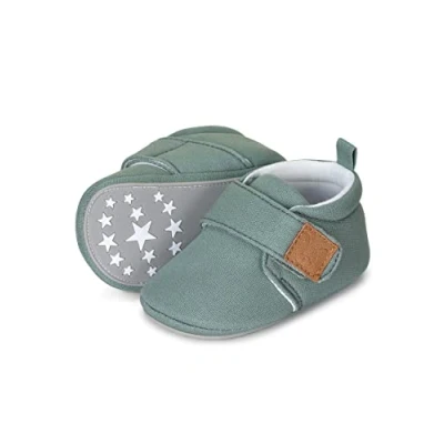 Abbildung von Sterntaler Baby Unisex Krabbelschuhe Babykrabbelschuh uni mit rutschfester Sternensohle grün, 21/22 EU