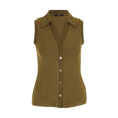 Abbildung von zero MIT Knopfleiste Weste, Damen, Größe: 34, Dark olive