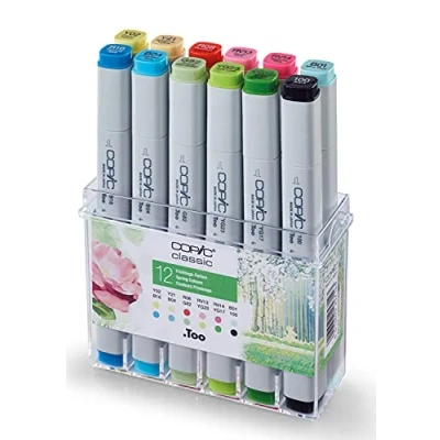 Abbildung von COPIC Classic Set &quot;Frühlings Farben&quot;, 12er im Acryl Display, Twin Marker mit einer mittelbreiten und feinen Spitze