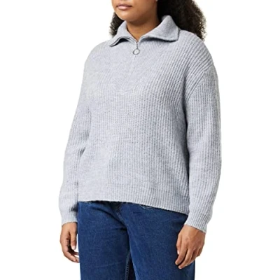Abbildung von ONLY Onlbaker Strickpullover, Damen, Größe: Large, Light grey melange detail