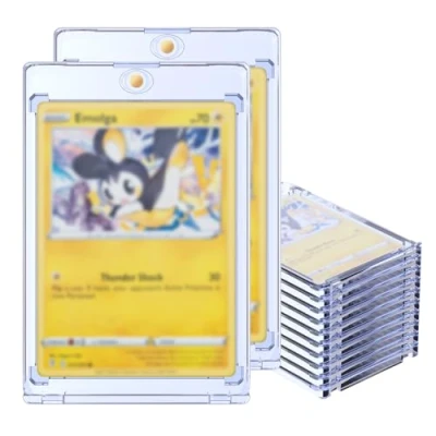 Abbildung von Mcbazel Lot 10 35PT Spielkarten Sammelbox Transparent Blau Strahl Schutz Magnetische Aufbewahrungsbox mit UV für Poké mon Karten/MTG Karten/Sportkarten/Tradingkarten