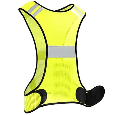 Abbildung von EAZY CASE Reflektorweste, Sicherheitsweste, flexibel einstellbar, Warnweste mit Reflektoren, atmungsaktiv, reflektierende Weste, ideal zur Erhöhung der Sichtbarkeit im Straßenverkehr, Neon Gelb