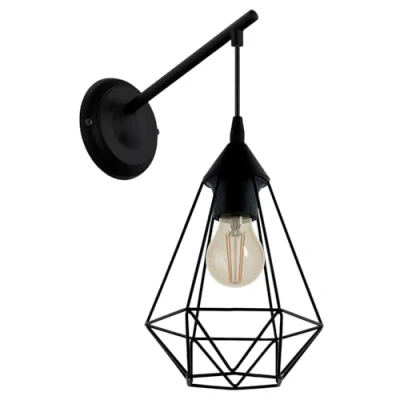 Abbildung von Eglo 49081 Wandleuchte TARBES E27 1X40W Stahl schwarz L:15,5cm H:37,5cm dimmbar