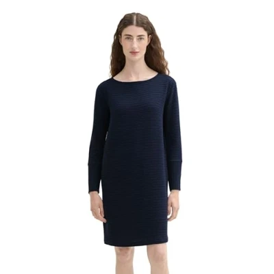 Abbildung von TOM TAILOR Damen 1043048 Jersey Kleid mit Struktur, 10668 Sky Captain Blue, 40