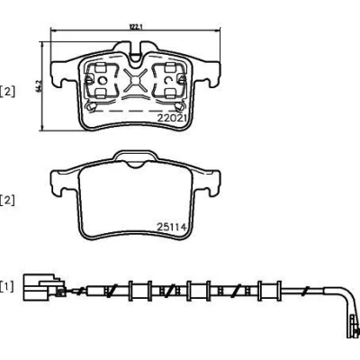 Abbildung von BREMBO P 36 034 Bremsbelagsatz inkl. Verschleißwarnkontakt ohne Zubehör JAGUAR: XK Convertible