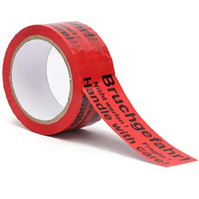 Abbildung von TK THERMALKING Klebeband Packband Paketband mit Hinweis auf Tape (Bruchgefahr Achtung nicht werfen Vorsicht zerbrechlich Glas handle with care Fragile) (1)