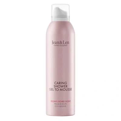 Abbildung von Jean &amp; Len Shower Soufflé Peony Lychee, mit Mandel , Jojoba und Babussaöl, für ein duftendes Reinigungserlebnis, normale bis trockene Haut, Duschschaum, ohne Parabene Silikone, vegan, 200 ml