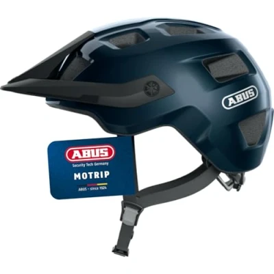 Abbildung von ABUS MTB Helm MoTrip robuster Fahrradhelm mit höhenverstellbarem Schirm für Mountainbiker individuelle Passform Unisex Blau Glänzend, L