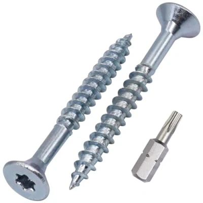 Abbildung von SKIR&#039;CO (100 Stück) Holzschrauben aus verzinktem Stahl 5,0 x 45 mm, Torx Senkkopfschrauben, Spanplattenschrauben, Teilgewinde