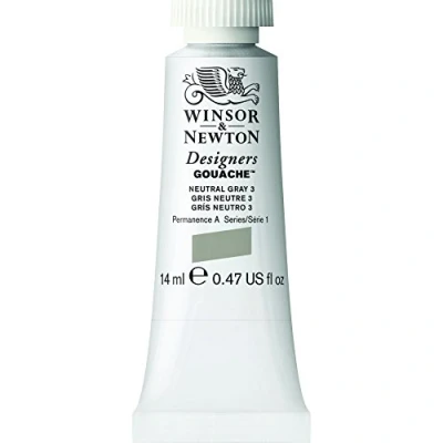 Abbildung von Winsor &amp; Newton 605436 Designer Gouache Neutrales Grau Nr.3, 14ml Tube matte deckende Gouachefarben, Ideal für Gouachemalerei, Brillante, lichtechte Farben mit großer Deckkraft