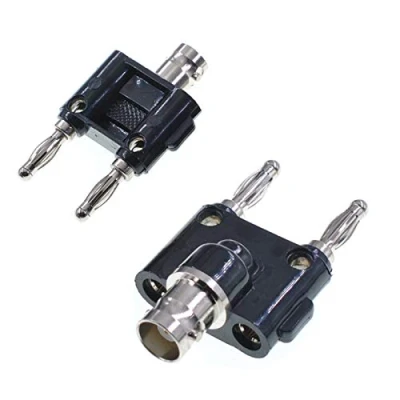 Abbildung von Oiyagai 2 Stück BNC Buchse auf Dual Banana Stecker Jack Bindungspfosten RF Koaxialadapter Männchen Bananen Koaxial Splitter